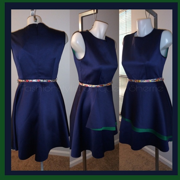 SOLD Blue/Green Fashion Dress - Picture 4 of 8
